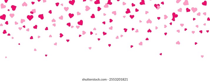 Confeti de corazón rosa sobre fondo blanco. Ilustración de confeti de corazón de San Valentín