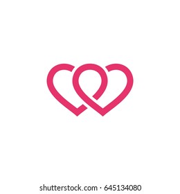 Pink Heart Couple Logo Template Illustration Design. Vector EPS 10.