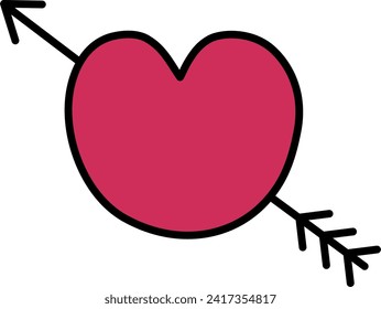 Pink heart cupid icon. Heart with arrow. Valentine day.