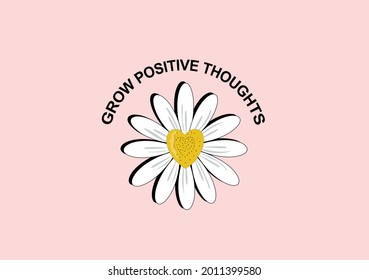 pink heart daisy vector art design