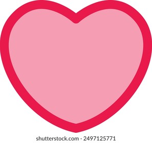 Pink heart with dark pink border, symbol of love and affection.