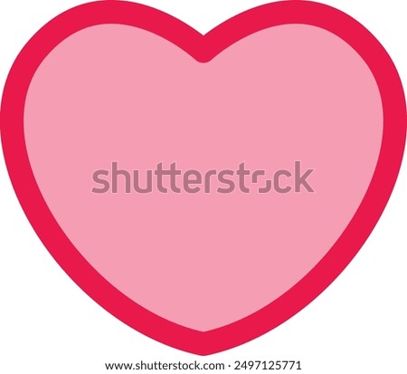 Pink heart with dark pink border, symbol of love and affection.