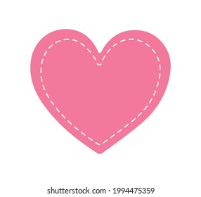 Pink Heart with Dashed Line, Vector Design