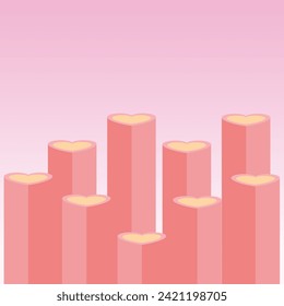 Pink heart display layer icon valentine's day background 06