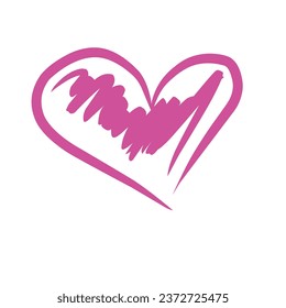 Pink heart doodle on a white background