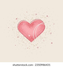 Pink heart with dotted texture. Romantic grunge poster. Vector illustration.
