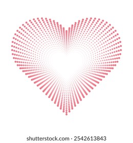 Pink heart dotted vector clipart - love romantic exploding heart shape halftone dots burst illustration