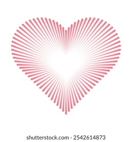 Pink heart dotted vector clipart - love romantic exploding heart shape halftone dots burst illustration