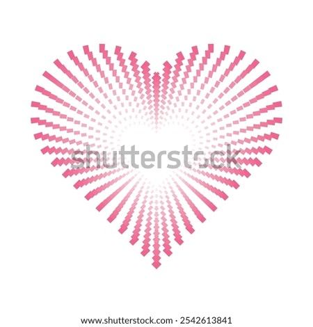 Pink heart dotted vector clipart - love romantic exploding heart shape halftone dots burst illustration