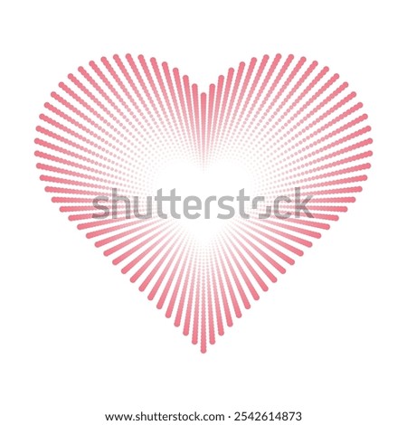 Pink heart dotted vector clipart - love romantic exploding heart shape halftone dots burst illustration