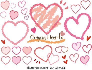 Coeur rose dessiné à l'aide d'un cadre de crayons, ensemble d'illustrations