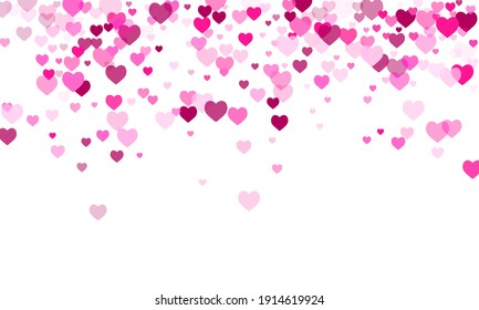 Pink heart elements pattern. Wedding decor. Romantic abstract hearts scatter vector. anniversary card backdrop.