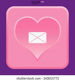 pink heart, envelope lette , vector illustration, EPS 10