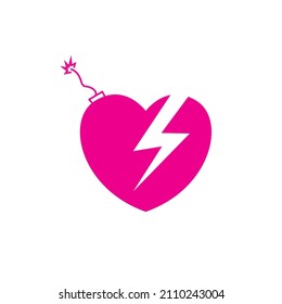pink heart explodes logo design, vector graphic symbol icon illustration