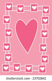 Pink heart with fancy frame of hearts