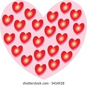 A pink heart filled with red hearts