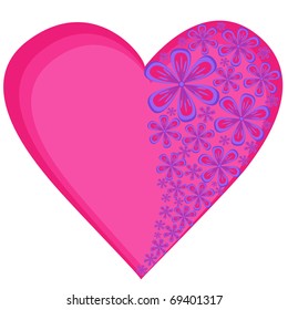 Pink heart with flower on it