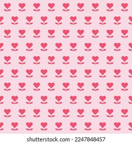 Pink heart flower on pink background. Happy Valentine's day. Heart pattern backdrop.