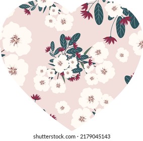 pink heart flower pattern background