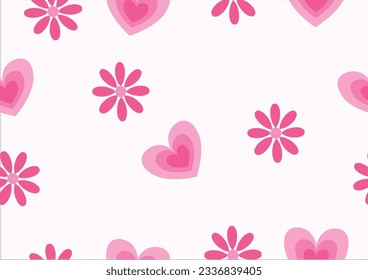 pink heart flower repeating seamless design vector