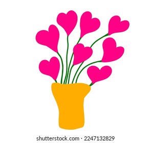 Pink heart flowers in yellow vase