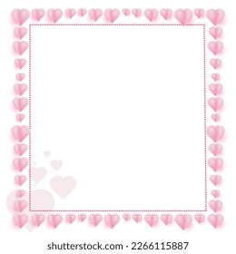 pink heart frame background vector