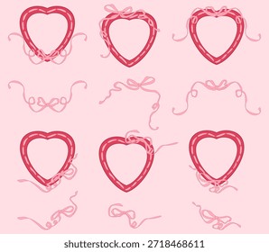 Pink Heart Frame Collection with Soft Ribbon Bows