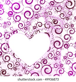 pink heart frame with curly elements