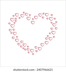 Pink heart frame of hearts