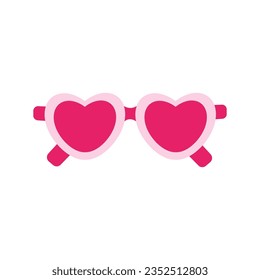 Pink heart glasses. vector graphic