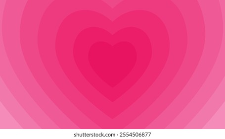 Pink heart gradient horizontal banner. love greeting card with heart shape. romantic cute illustration. cupid symbol for valentine day and wedding. vector illustration