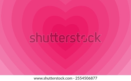 Pink heart gradient horizontal banner. love greeting card with heart shape. romantic cute illustration. cupid symbol for valentine day and wedding. vector illustration