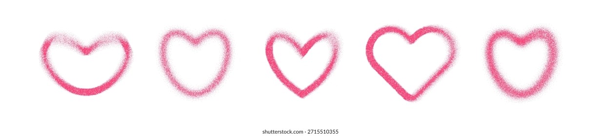 Coração rosa com textura de ruído de gradiente e estética granulada Y2K. design gráfico com padrões de pontilhado, efeitos grunge e elementos cardíacos digitais retro para projetos criativos modernos.
