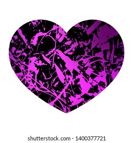 Pink heart from grass pattern. Eco concept. Grunge pink  heart. Vector illustration.