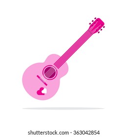 pink heart guitar icon flat style