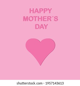 pink heart with happy mother's day on pink background