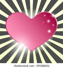 pink heart with highlights on gray background
