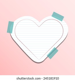 Pink heart icon in flat design on the paper, Vector, Illustration