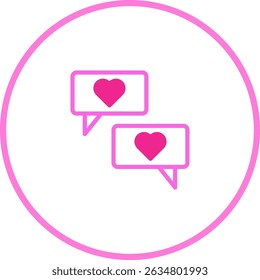 Pink Heart Icon in Message Bubbles Conveying Love and Connection Symbolically