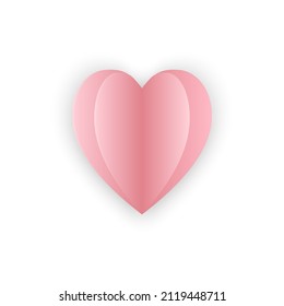 pink heart icon , paper cut heart vector , valentine concept