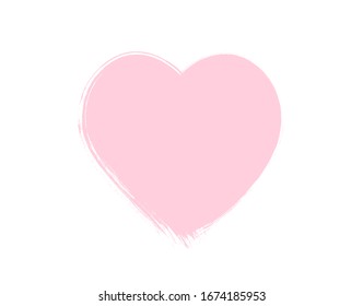 Pink Heart Icon. Simple Brush Stroke Heart  Illustration.  Pink Heart Vector Design. 