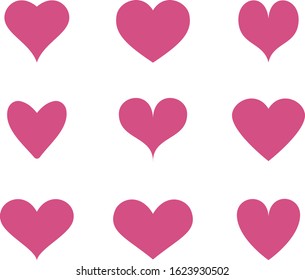Pink heart icon vector. Flat love icon isolated on white. Heart vector for love logo, heart symbol, shape icon and Valentine's day. Cute heart icon for shape design, vector template