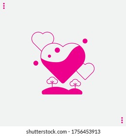 Pink Heart Icon Vector illustration