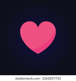 Pink Heart Icon Vector symbol. Valentine's Day sign, blue background with shadow, Flat style for graphic and web design, logo. EPS10 black pictogram.
