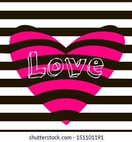 pink heart with illusion. Vector illustration