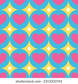 Corazón rosado dentro del círculo azul fondo amarillo Severidad patrón