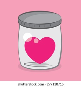 Pink heart inside capped jar
