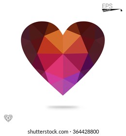 Pink heart isolated on white background. Geometric rumpled triangular low poly origami style gradient graphic illustration. Vector polygonal design for your business. Pink heart isolated on white background. Geometric rumpled triangular low poly origami style gradient graphic illustration. Vector polygonal design for your business.
