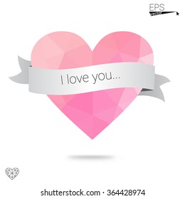 Pink heart isolated on white background. Geometric rumpled triangular low poly origami style gradient graphic illustration. Vector polygonal design for your business. Pink heart isolated on white background. Geometric rumpled triangular low poly origami style gradient graphic illustration. Vector polygonal design for your business.