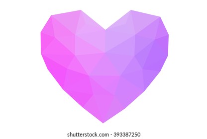 Pink heart isolated on white background. Geometric rumpled triangular low poly origami style gradient graphic illustration. Vector polygonal design for your business.on white background. 